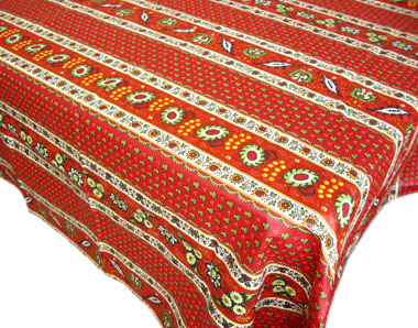 French coated tablecloth (Castellane. red)